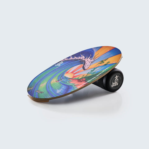 The Original Indo balance board and performance roller. Bamboo Beach design by Drew Brophy.