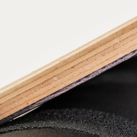 The Original Indo balance board and roller. Macro / detail shot of the maple veneers.