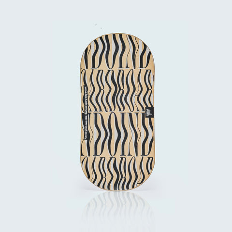 The Indo Board Rocker model for balance training. Top view. Swirly graphic.