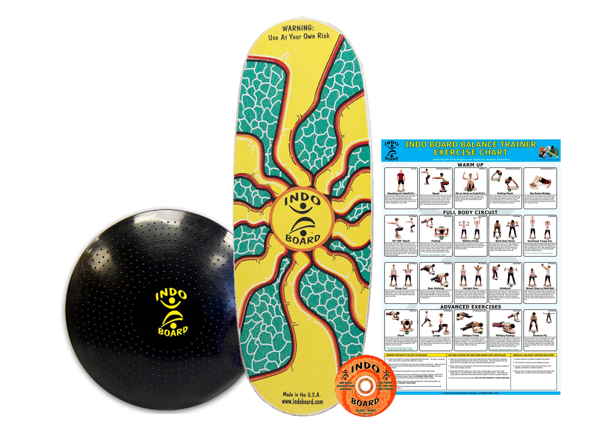 Indo Board Original Balance Trainer Pro Indo Board with gigante large indo board cushion