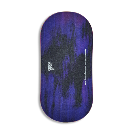 The Original Indo balance board. Rocker model for advanced training. Top view of the Purple Rain graphic. 